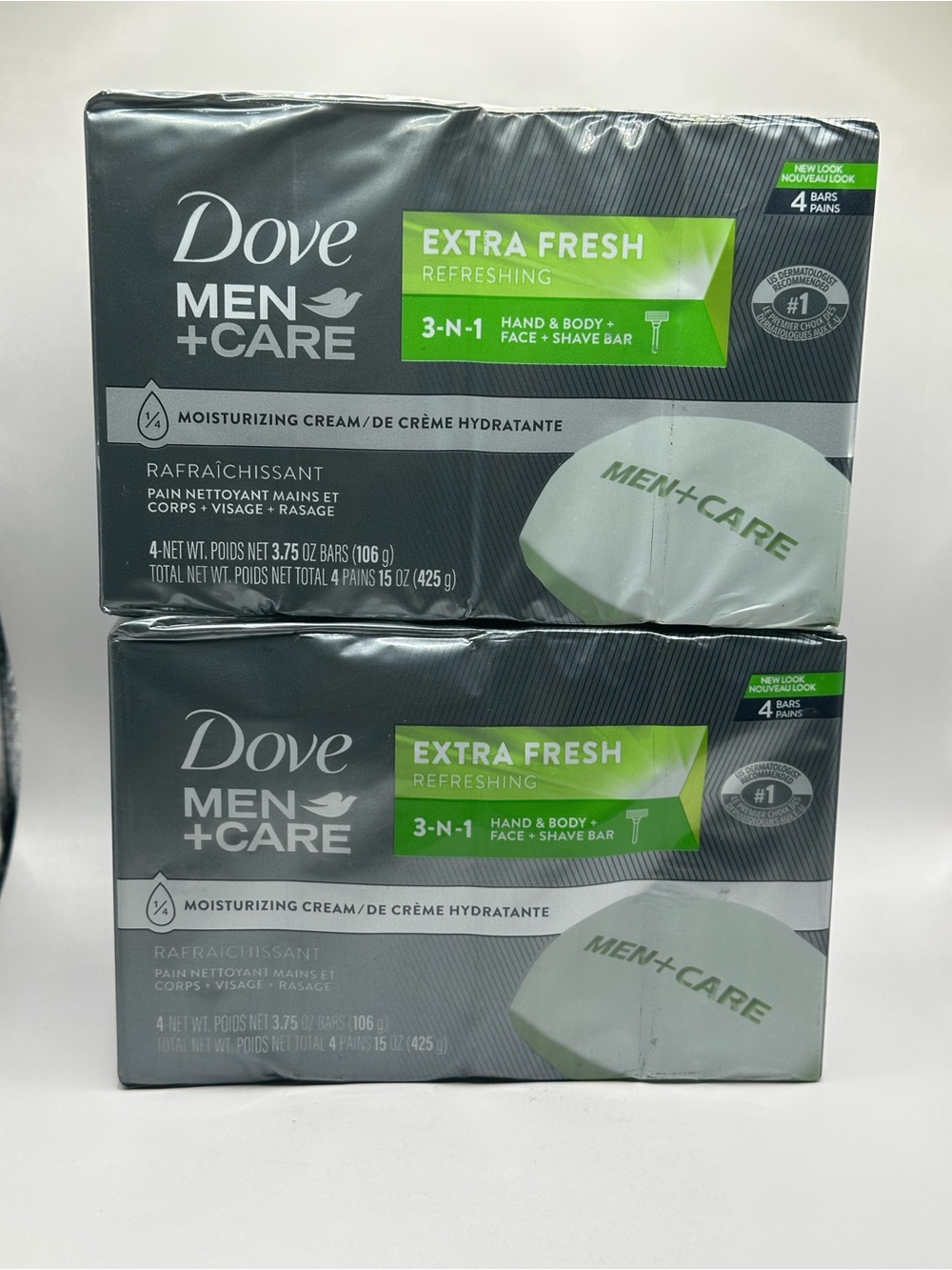 Dove Men Care Extra Fresh Bar Soaps 3 In 1 Body Face Shaving Wash 8/Pack New